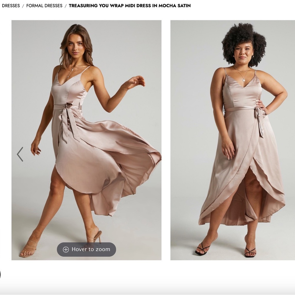Showpo midi wedding guest dress (mocha champagne color)